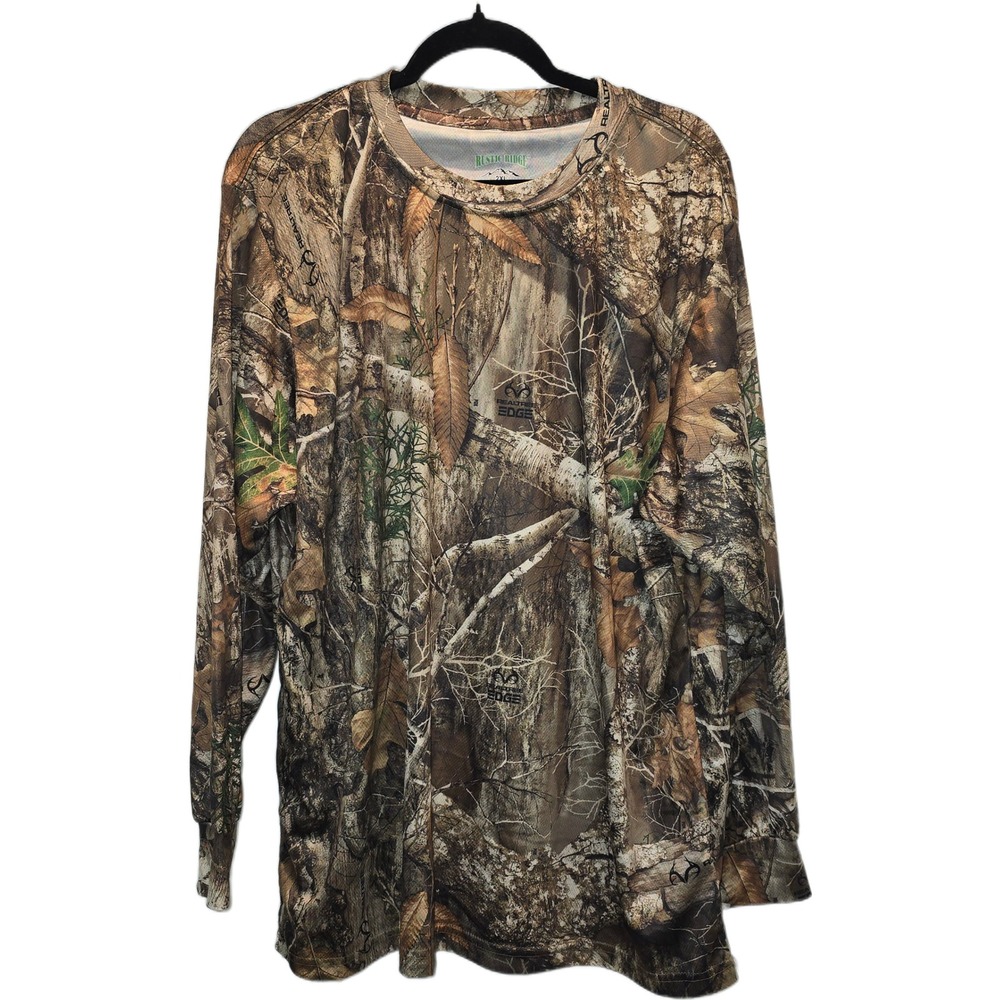 Rustic Ridge Realtree Edge Camo Long Sleeve Shirt Mens 2XL Hunting Mesh Tee